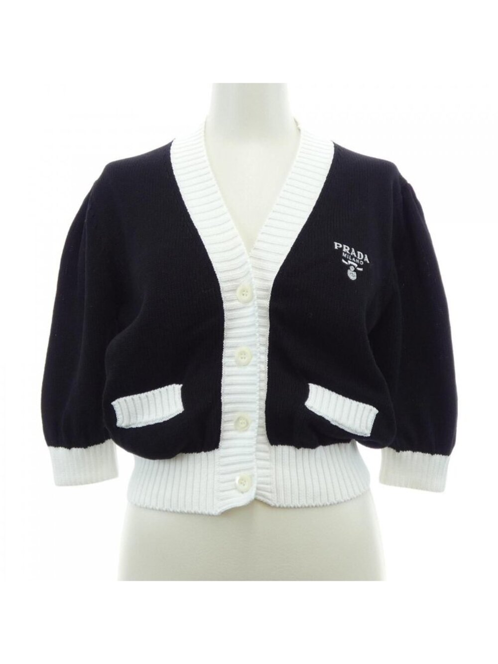 Prada Cropped Semi Raglan Shoulder Cardigan